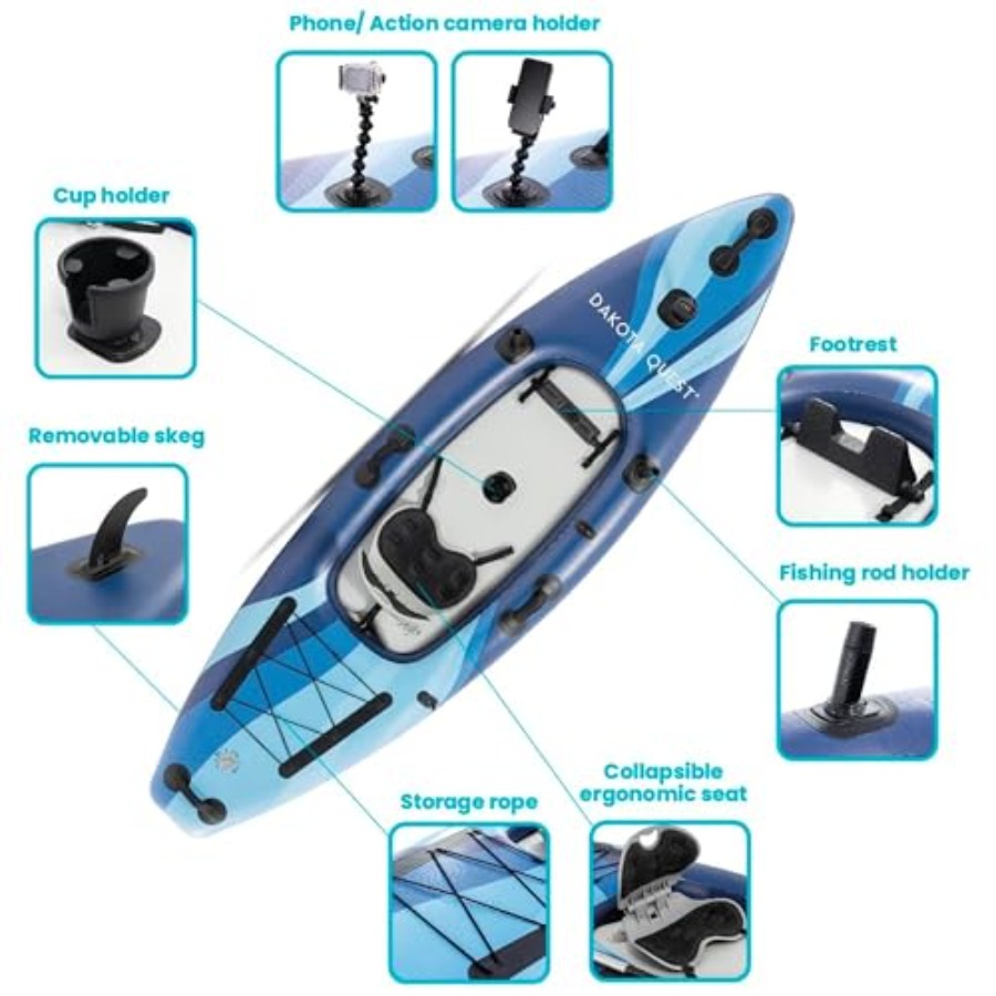 เรือคายัคแบบเป่าลม Dakota Ques - Fishing Kayak Sit In บทวิจารณ์และราคา